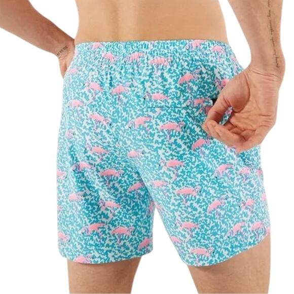 Chubbies Mens Size XL Blue Spot Pink The Domingo’s are for Flamingos Swim Trunks - Picture 4 of 9
